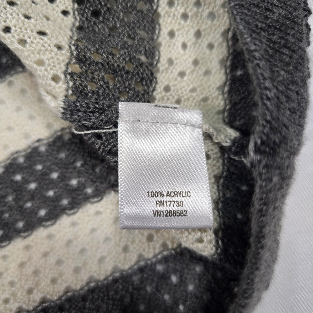 Converse Womens XL Gray White Striped Open Knit Sweater Raglan Sleeve skater - Picture 6 of 7